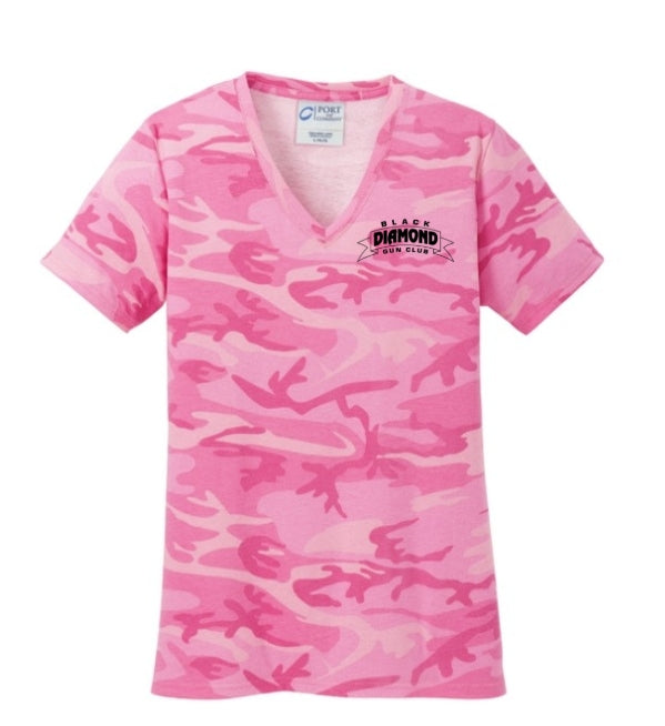 BDGC Port & Co® Ladies Core Cotton Camo V-Neck Tee